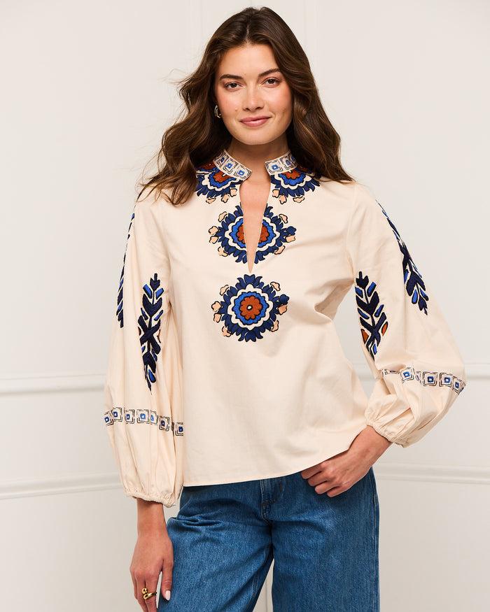 Figue Davina Top Medallion Tapestry Biscotti Beige