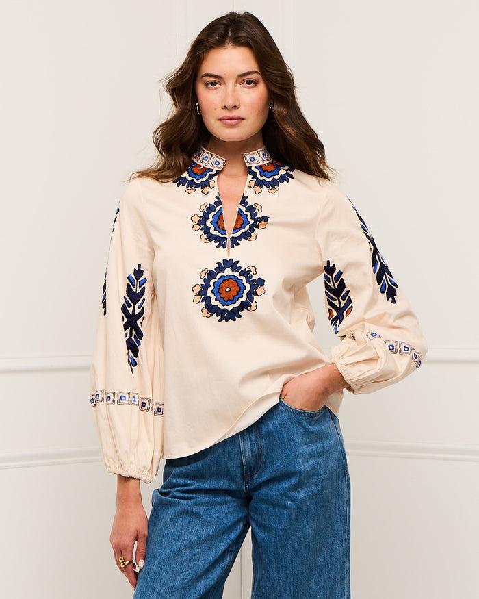 Figue Davina Top Medallion Tapestry Biscotti Beige