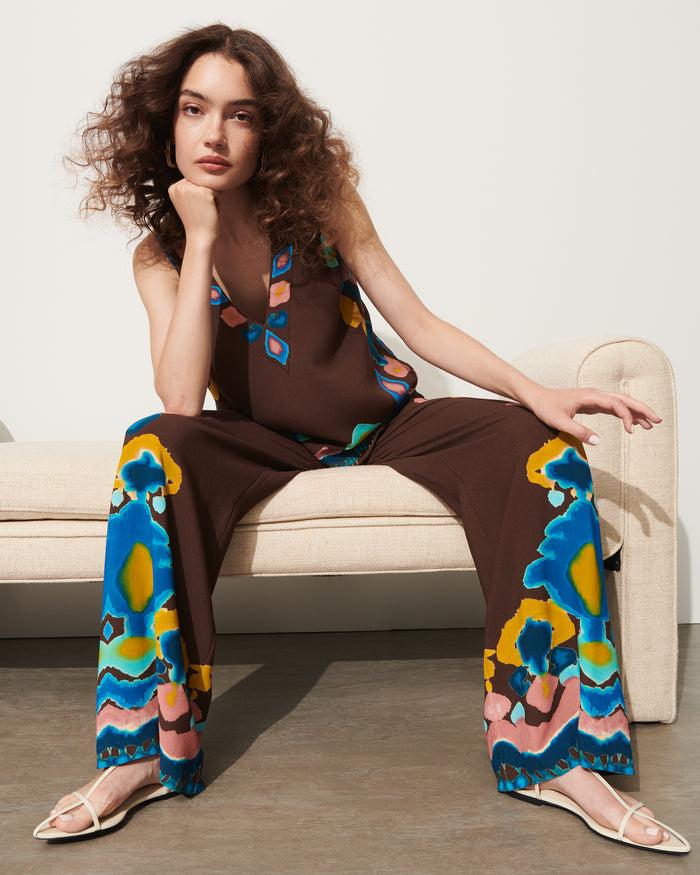 Figue Devon Pant Inkblot Ikat Espresso Brown