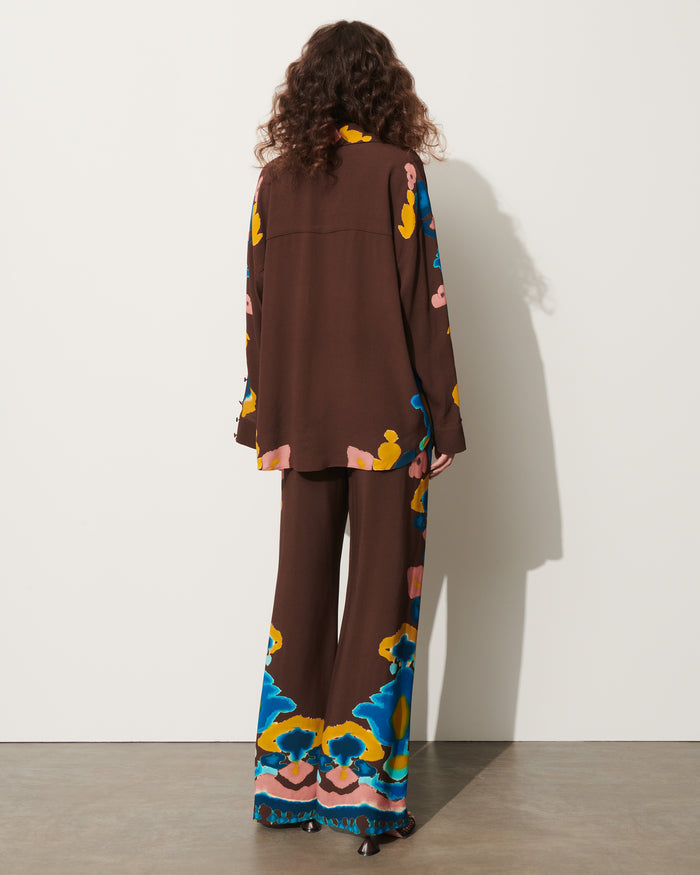 Figue Devon Pant Inkblot Ikat Espresso Brown