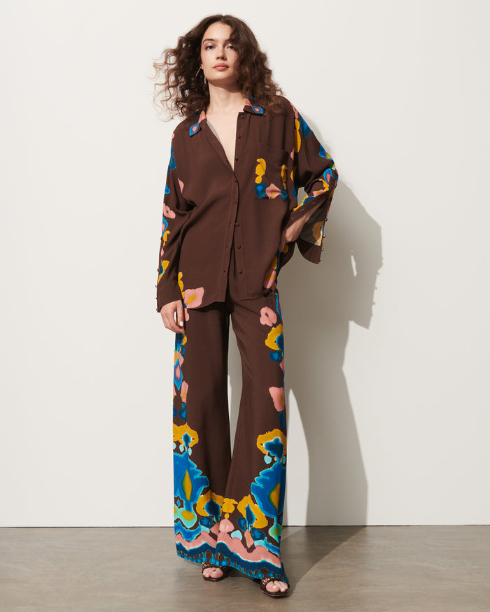 figue Devon Pant Inkblot Ikat Espresso Brown