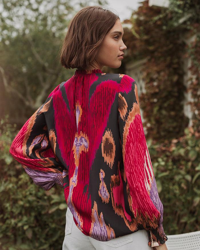 Figue Dolly Top Fan Ikat True Navy