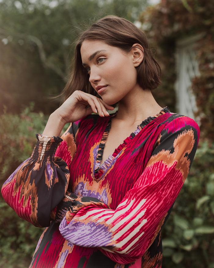 Figue Dolly Top Fan Ikat True Navy