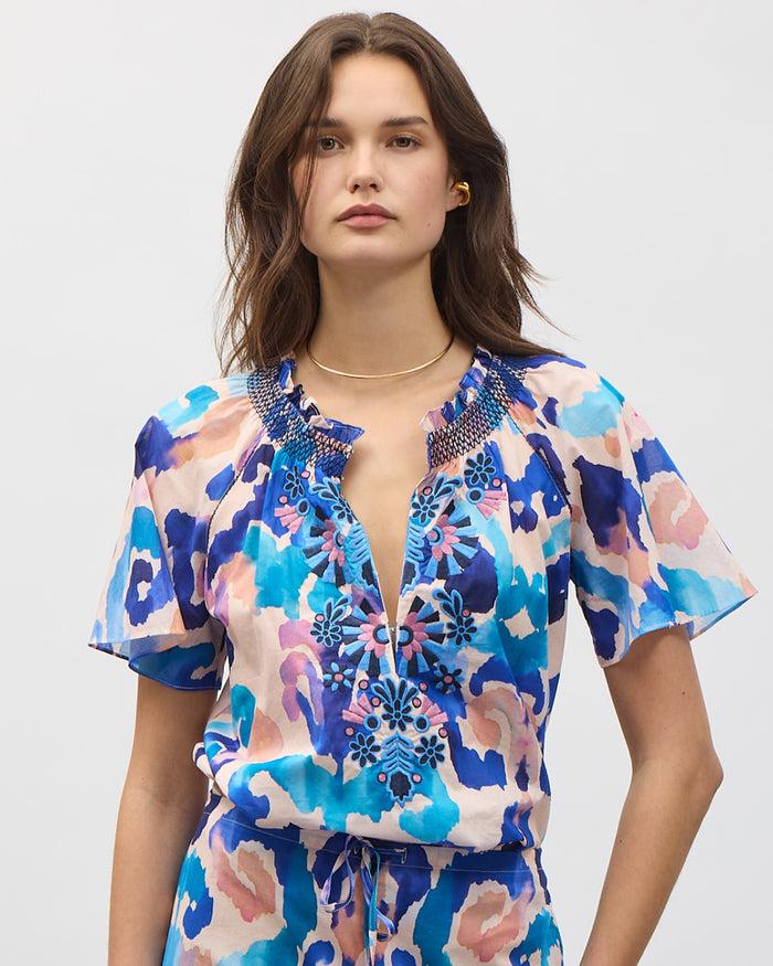 Figue Elena Top Aquarelle Ikat Shell Pink