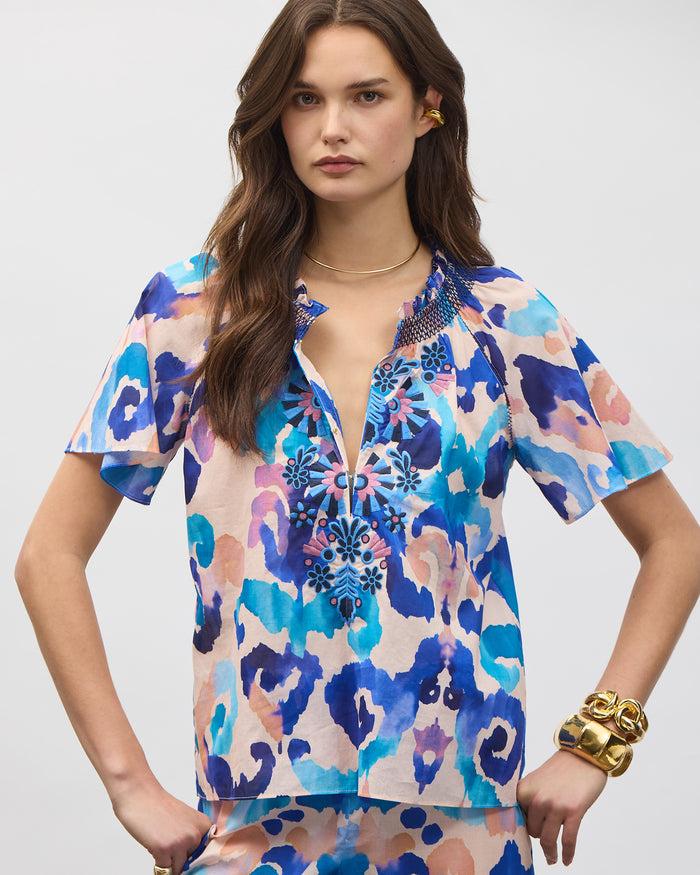 figue Elena Top Aquarelle Ikat Shell Pink