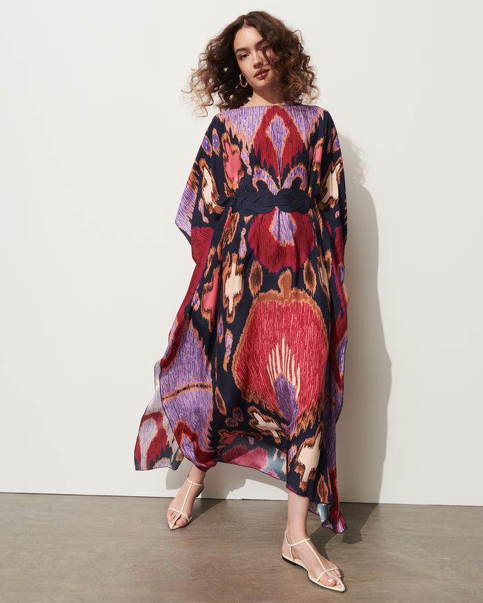 figue Elizabeth Kaftan Fan Ikat True Navy