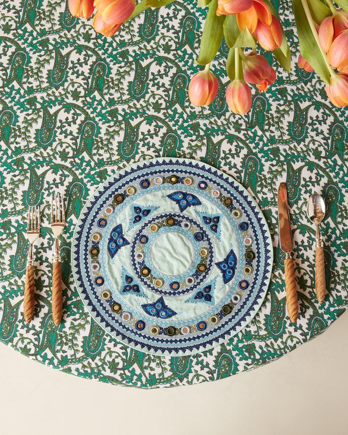 figue Embroidered Placemat Set of 4 Clear Blue