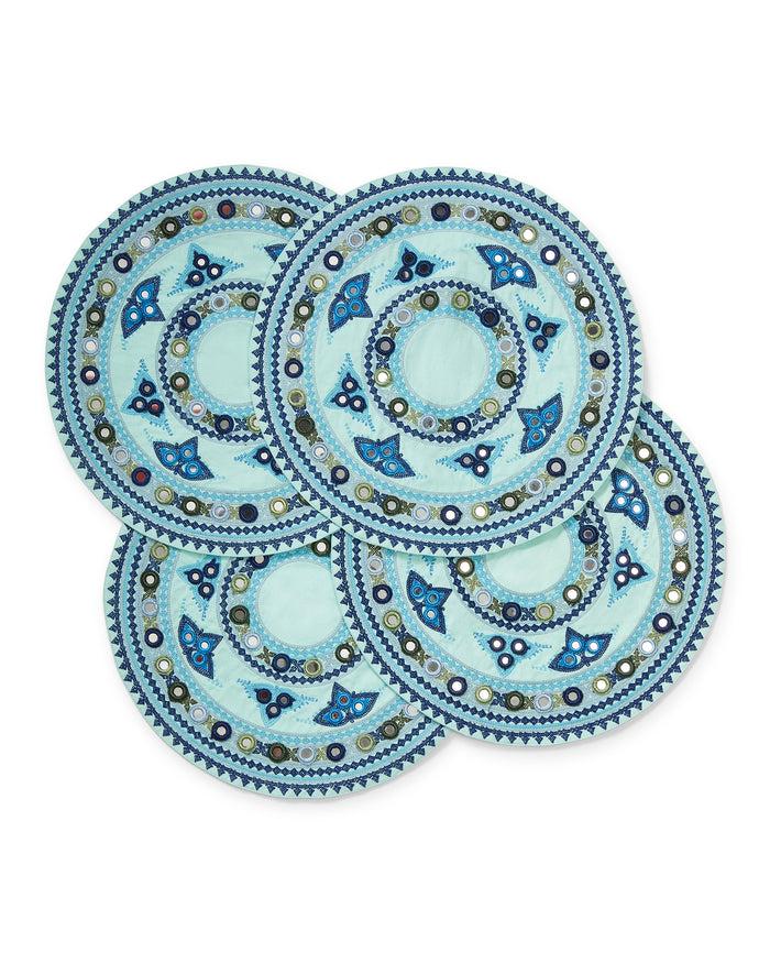 Figue Embroidered Placemat Set Of 4 Clear Blue