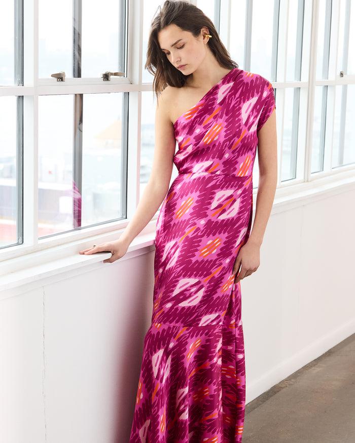 figue Ezer Dress Iznik Ikat Sangria Red