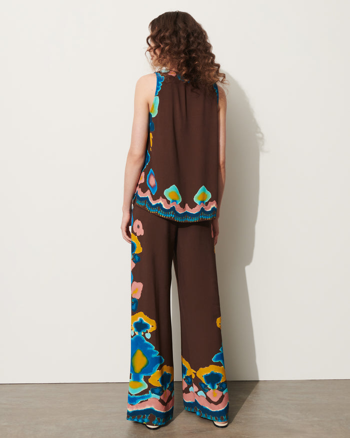 Figue Farrah Top Inkblot Ikat Espresso Brown