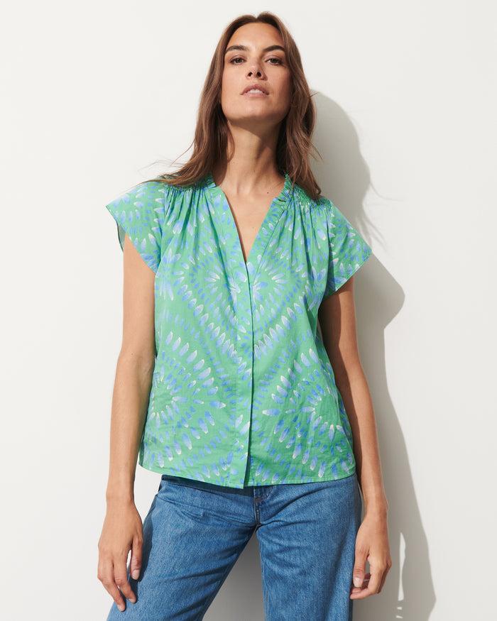 Figue Fia Top Painterly Medallion Apple Green