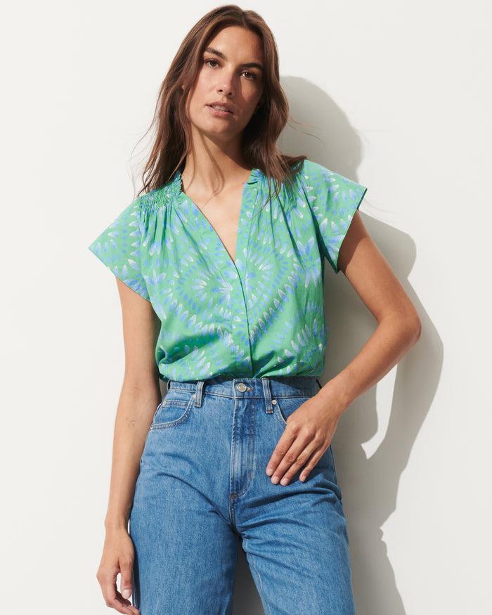 figue Fia Top Painterly Medallion Apple Green