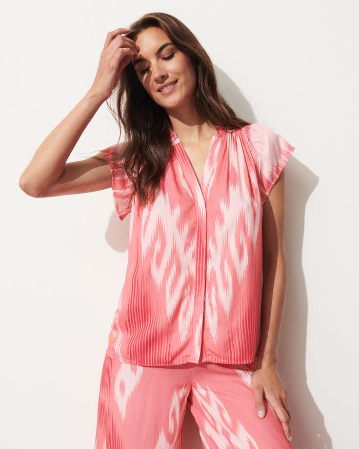 Figue Fia Top Salome Ikat Sunset Coral