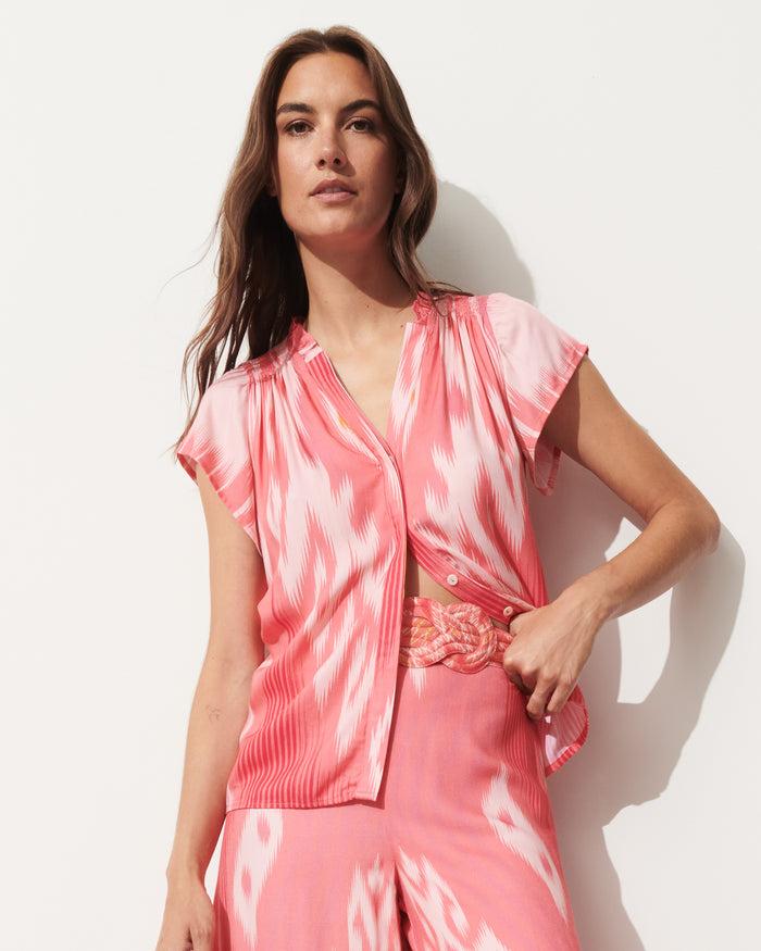 figue Fia Top Salome Ikat Sunset Coral