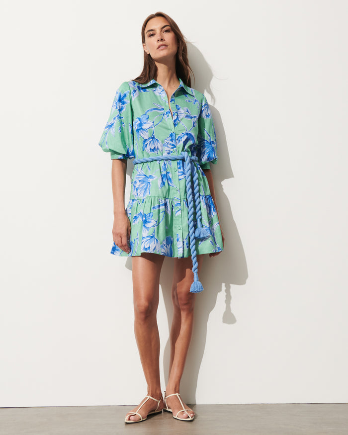 Figue Georgie Dress Floral Sketch Apple Green
