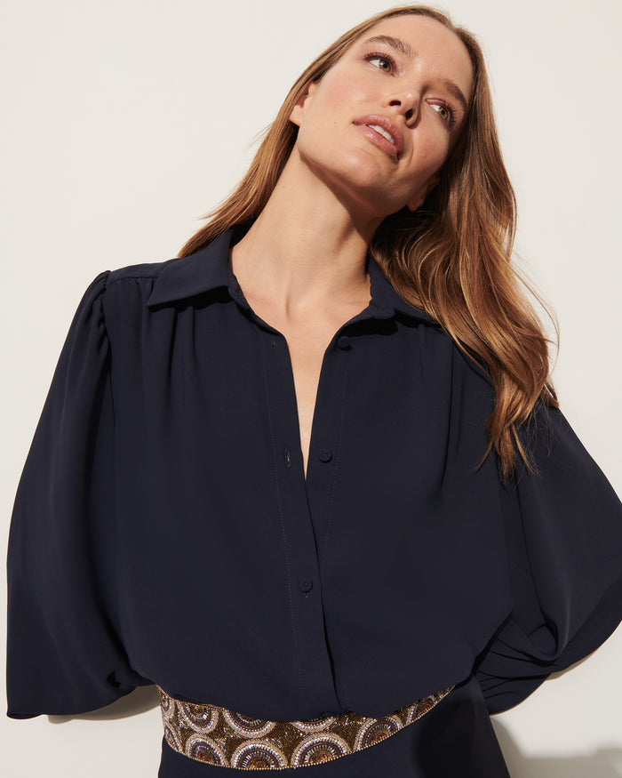 Figue Iris Beaded Leather Belt Metallic Combo