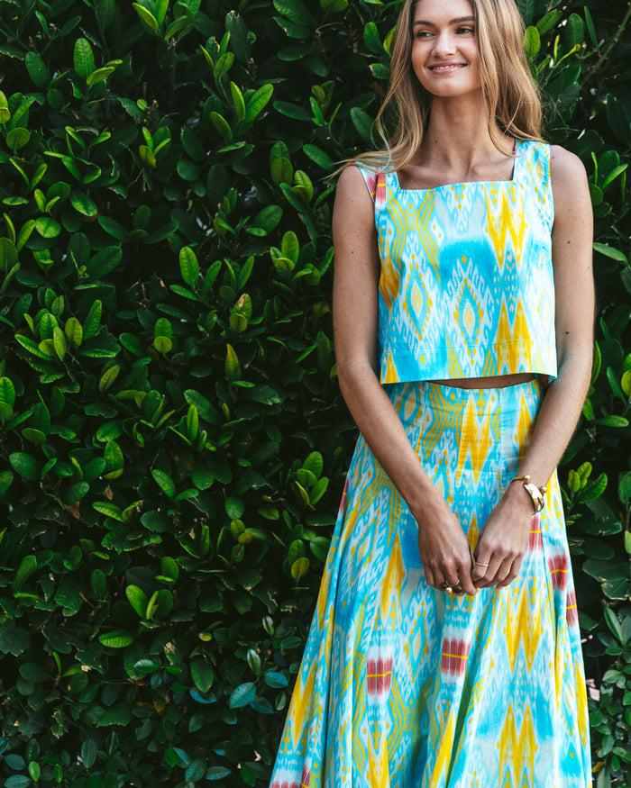 Figue Isabelle Top Salome Ikat Tropical Blue