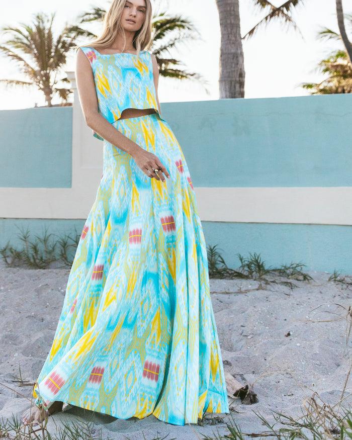 figue Isabelle Top Salome Ikat Tropical Blue