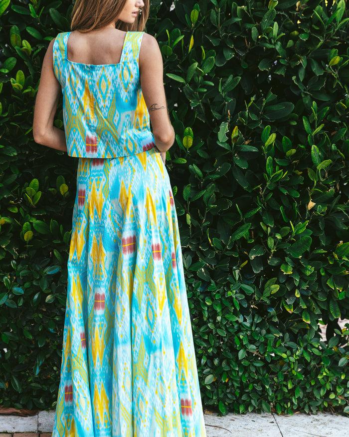 Figue Isabelle Top Salome Ikat Tropical Blue