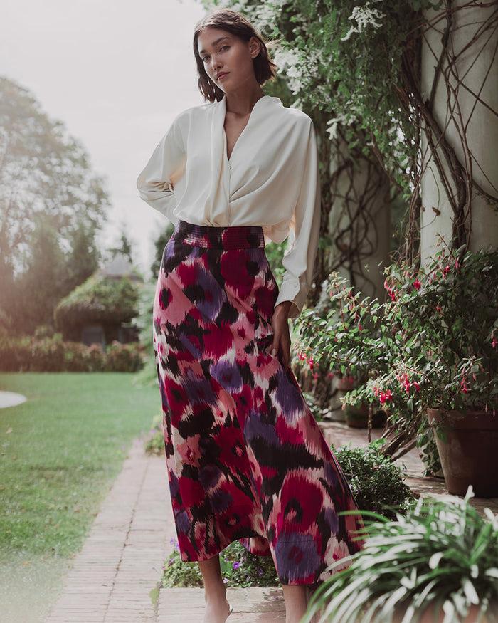 Figue Isla Skirt Floral Melange Cranberry Pink