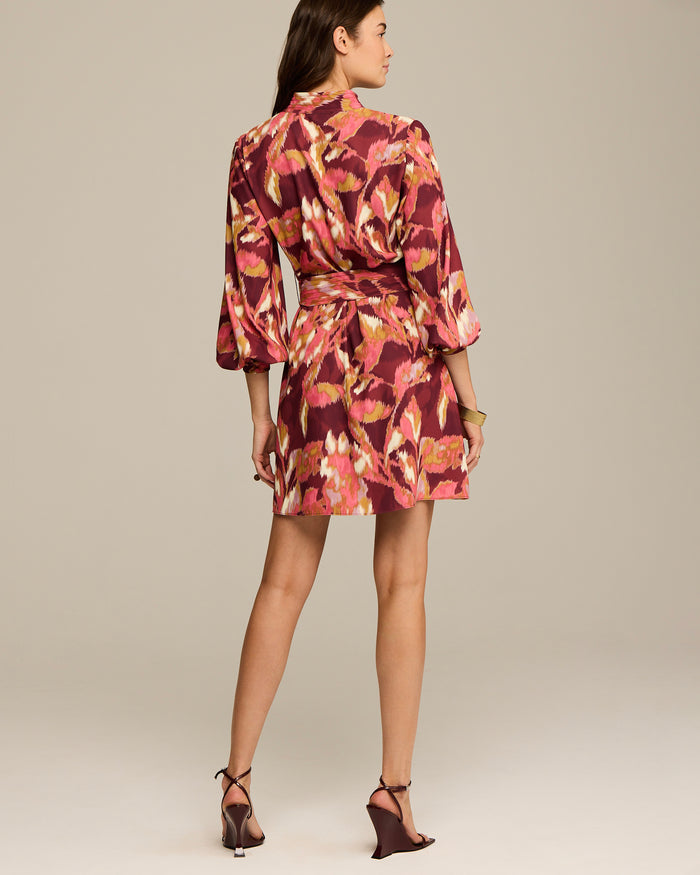 Figue Izzie Dress Ikat Foliage Bordeaux Red