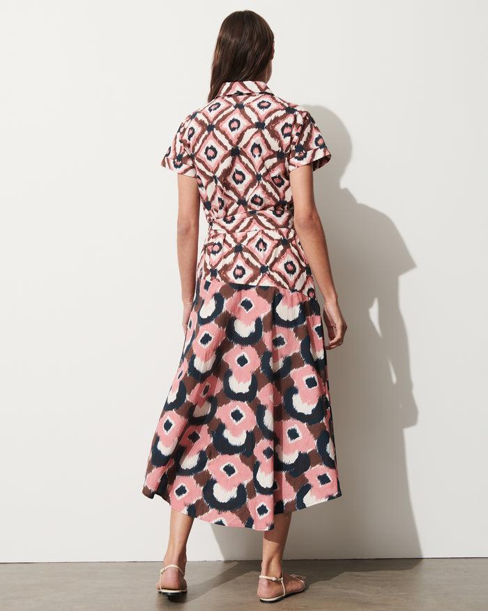 Figue Jenny Dress Painterly Diamond Ikat Chalk