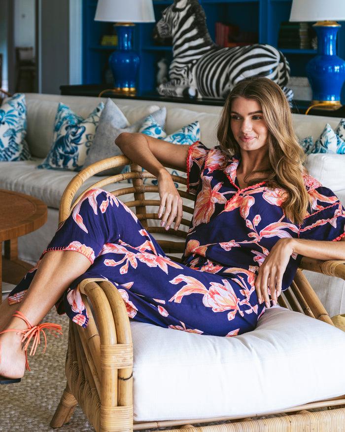 Figue Jolie Pant Floral Sketch Royal Dusk