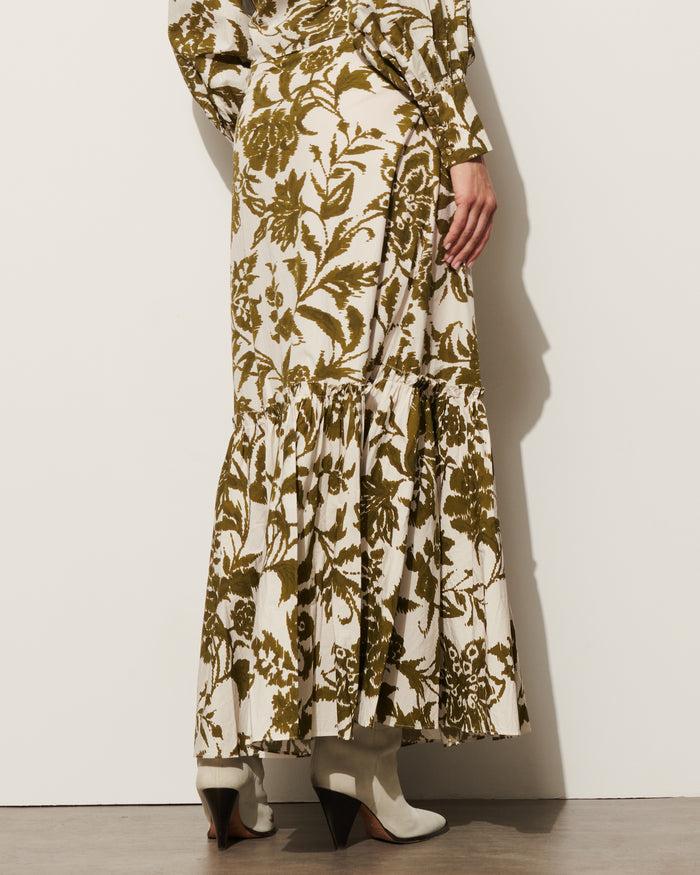 Figue Jordan Skirt Ikat Floral Woodland Green
