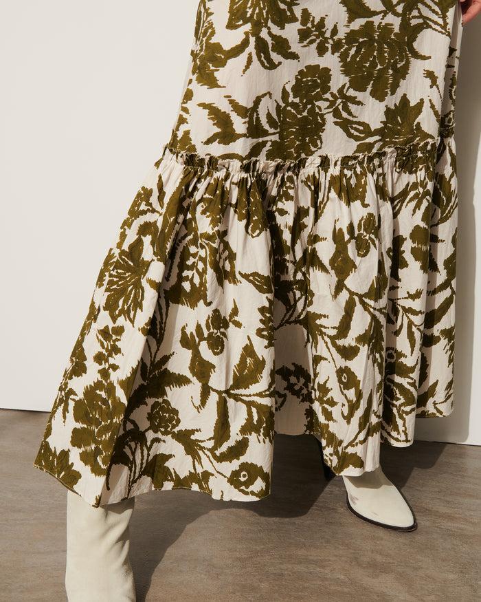 Figue Jordan Skirt Ikat Floral Woodland Green