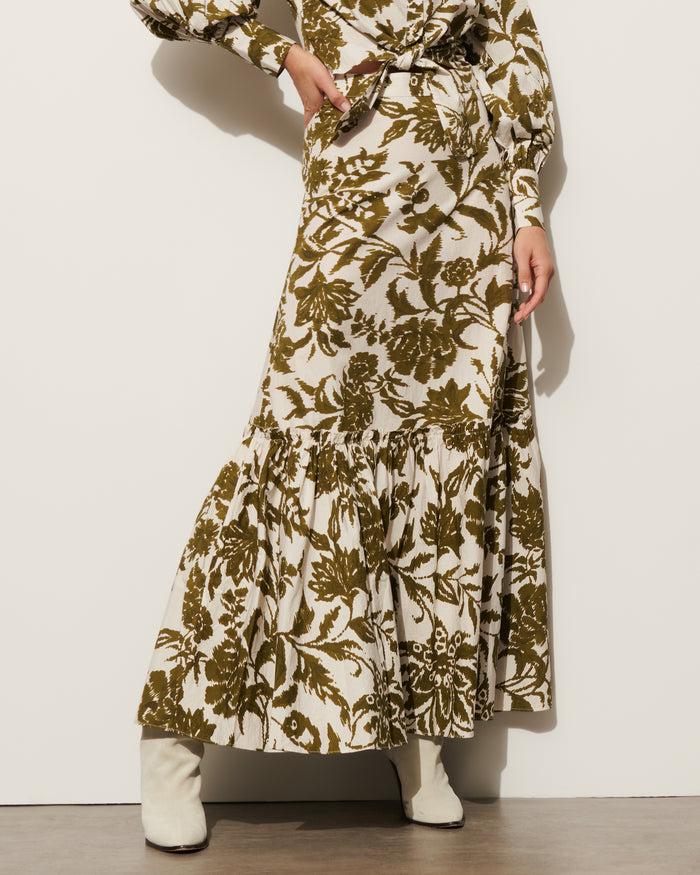 figue Jordan Skirt Ikat Floral Woodland Green