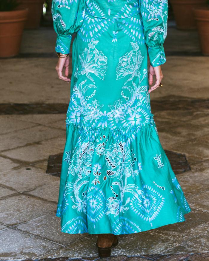 Figue Jordan Skirt Painterly Medallion Apple Green