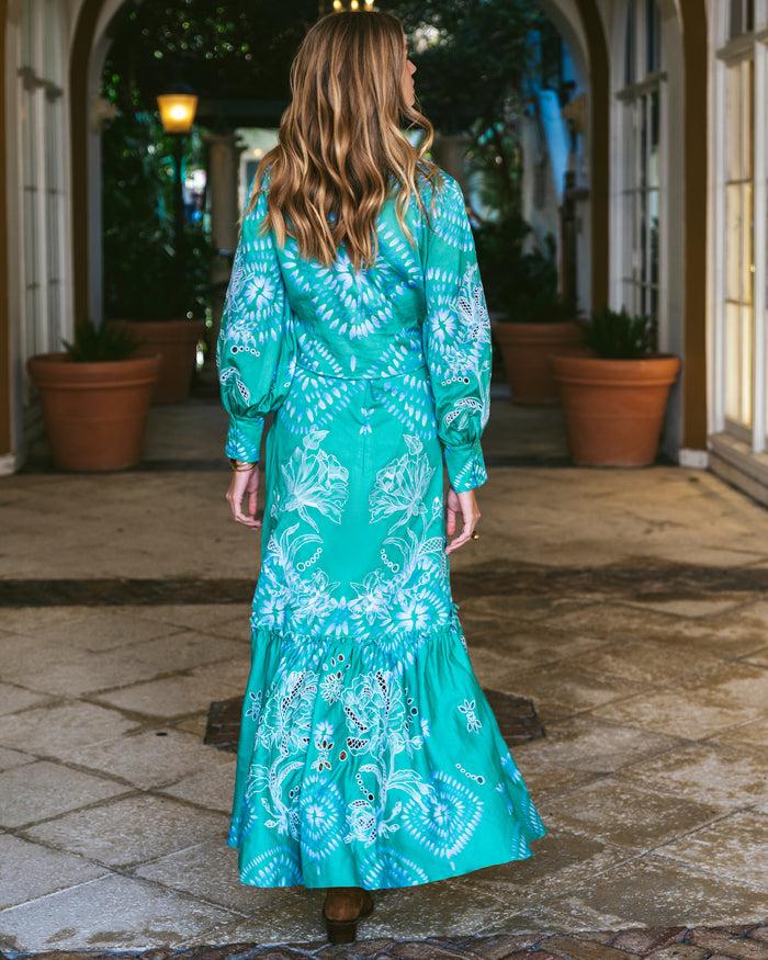 Figue Jordan Skirt Painterly Medallion Apple Green