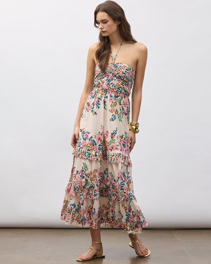 figue June Dress Confetti Floral Biscotti Beige