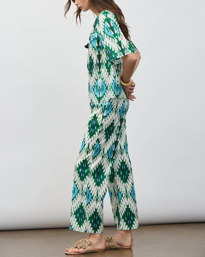 Figue Justine Pant Iznik Ikat Garden Green