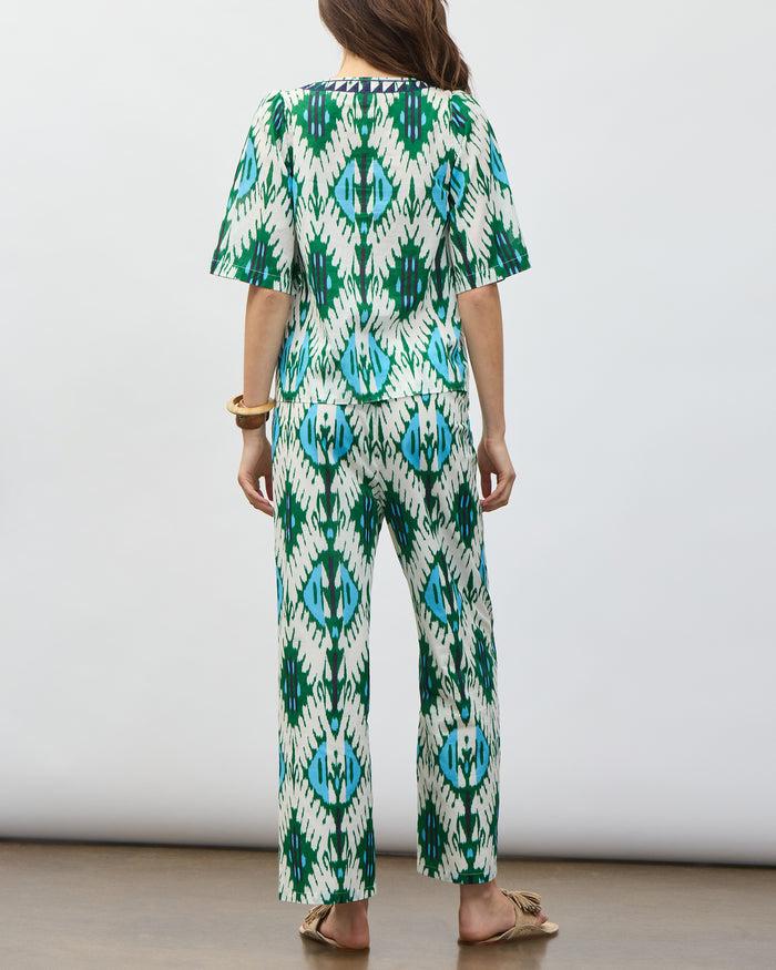 Figue Justine Pant Iznik Ikat Garden Green