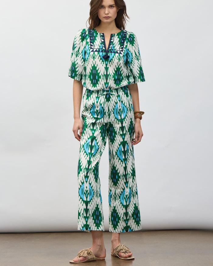Figue Justine Pant Iznik Ikat Garden Green
