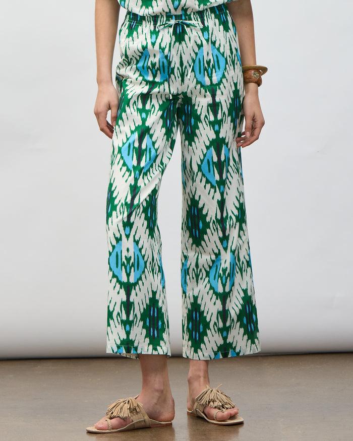 figue Justine Pant Iznik Ikat Garden Green