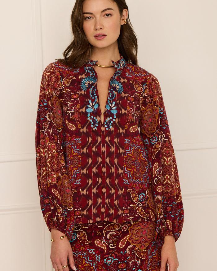 Figue Kit Top Kaleidoscope Paisley Combo Red