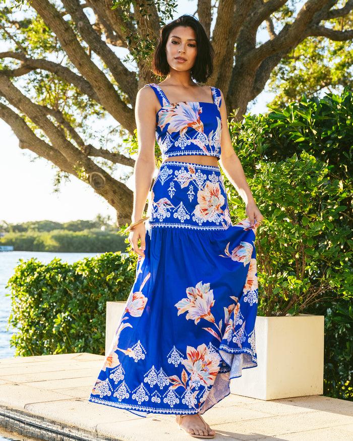 Figue Laura Top Fantasia Floral Lazurite Blue