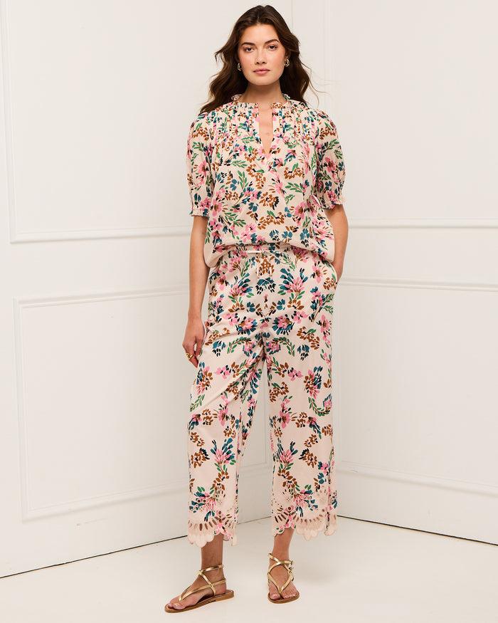 Figue Lizzy Pant Confetti Floral Biscotti Beige