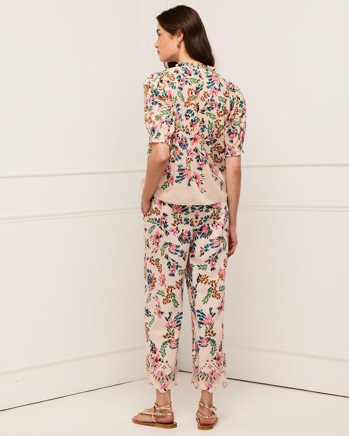 Figue Lizzy Pant Confetti Floral Biscotti Beige