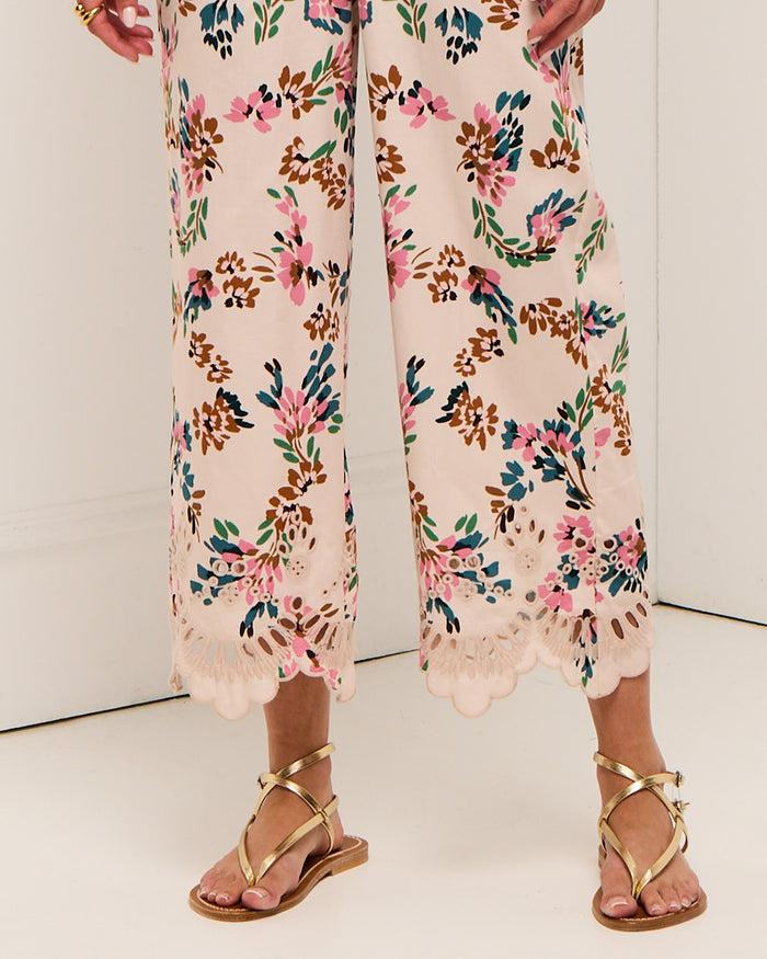 Figue Lizzy Pant Confetti Floral Biscotti Beige