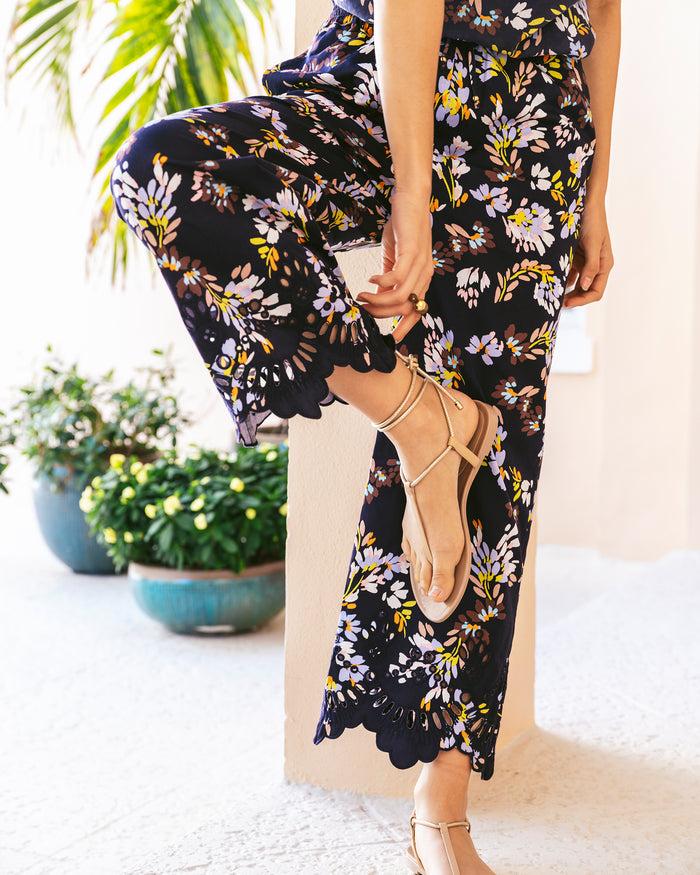 Figue Lizzy Pant Floral Bouquet True Navy