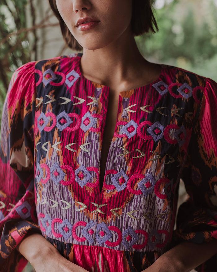 Figue Lucie Dress Fan Ikat True Navy