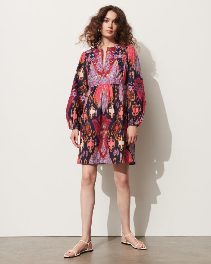 figue Lucie Dress Fan Ikat True Navy