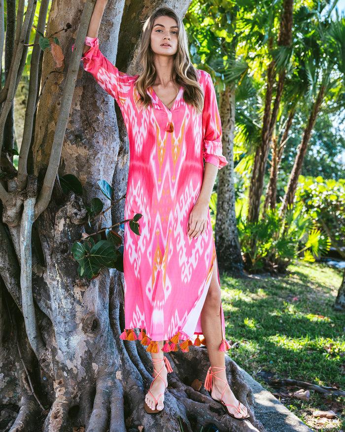figue Margaux Kaftan Salome Ikat Sunset Coral