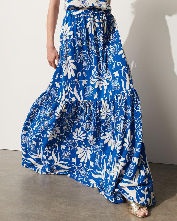 figue Mia Skirt Floral Filigree Lapis Blue