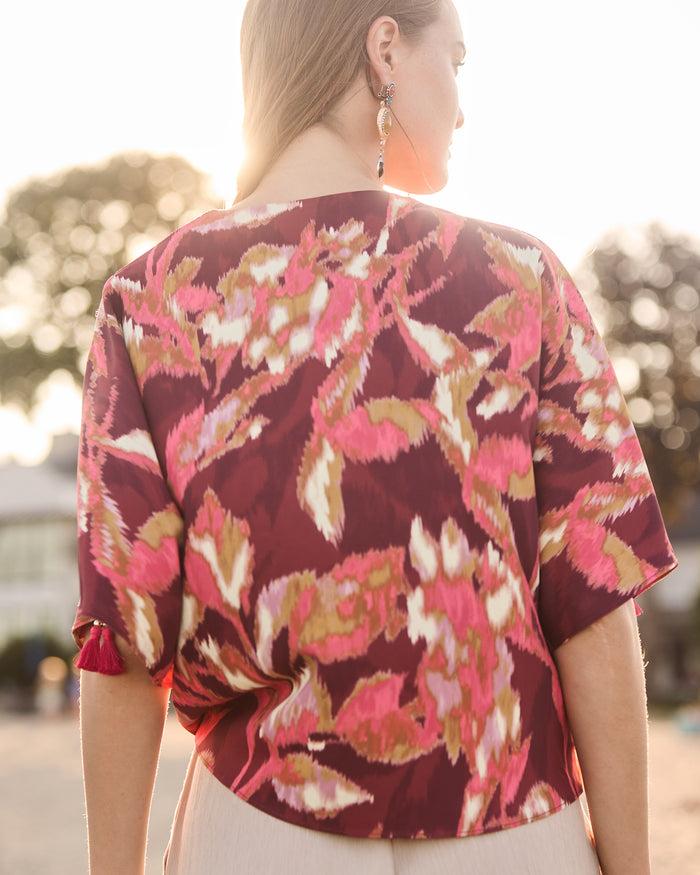 Figue Mirabel Top Ikat Foliage Bordeaux Red