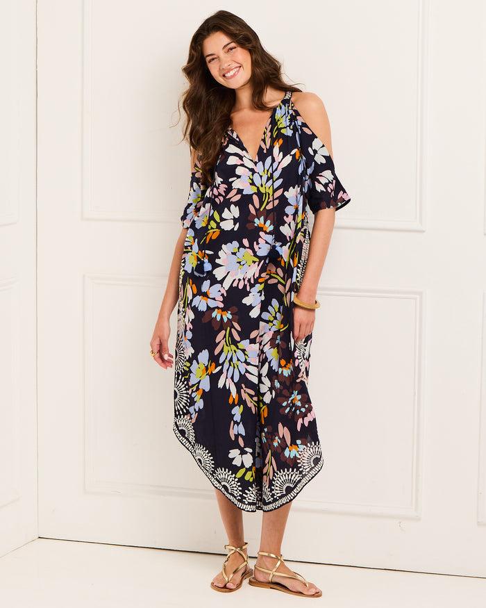 figue Naomi Kaftan Floral Bouquet True Navy