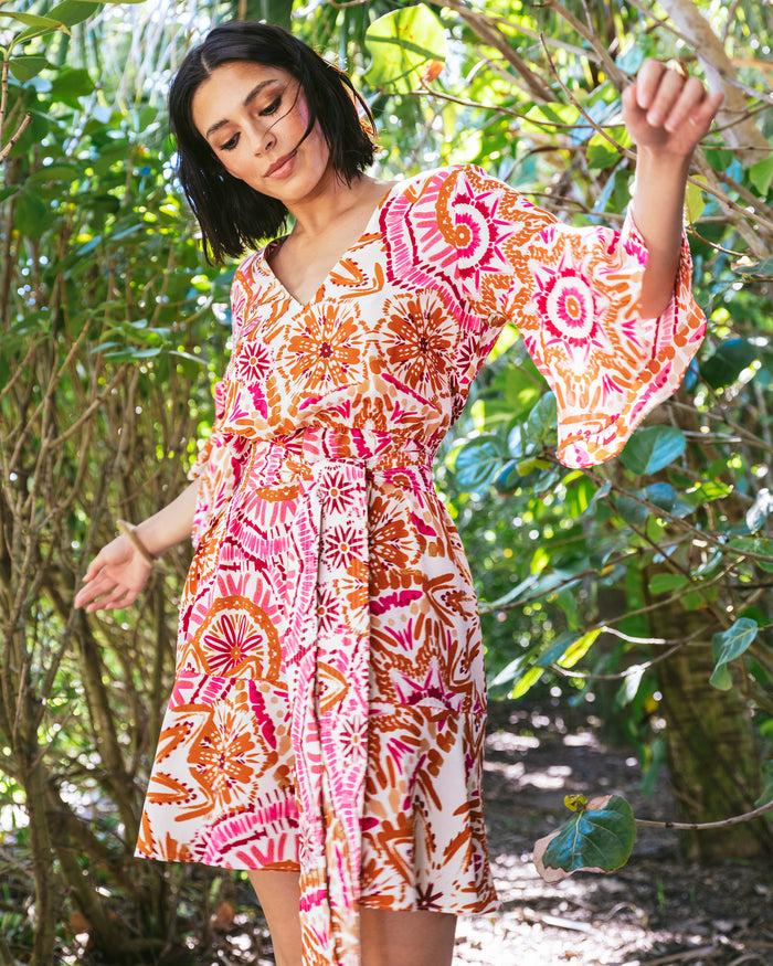 Figue Noah Dress Sunburst Medallion Azalea Pink